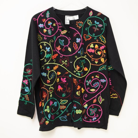 Michael Simon Sweaters - Michael Simon Embroidered Cardigan Vintage Jacket Colorful Deadstock Med New